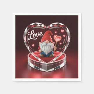 Charming Valentine Gnome in Crystal Heart Display Pappersservett