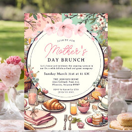 Charming Vår Blommigt Mors dag Brunch Inbjudningar