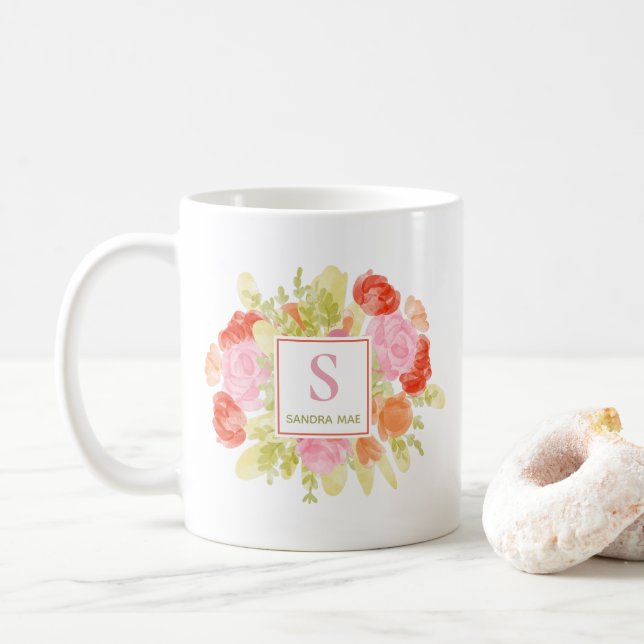 Charming Vår Pastel Blommigt Watercolor Art Kaffemugg (Med munk)