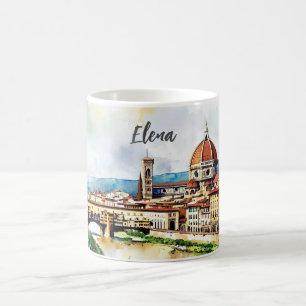 Charming vattenfärgsfärgning Florens i Italien Kaffemugg