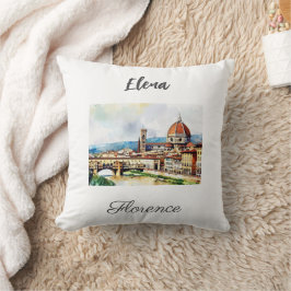 Charming vattenfärgsfärgning Florens i Italien Kudde