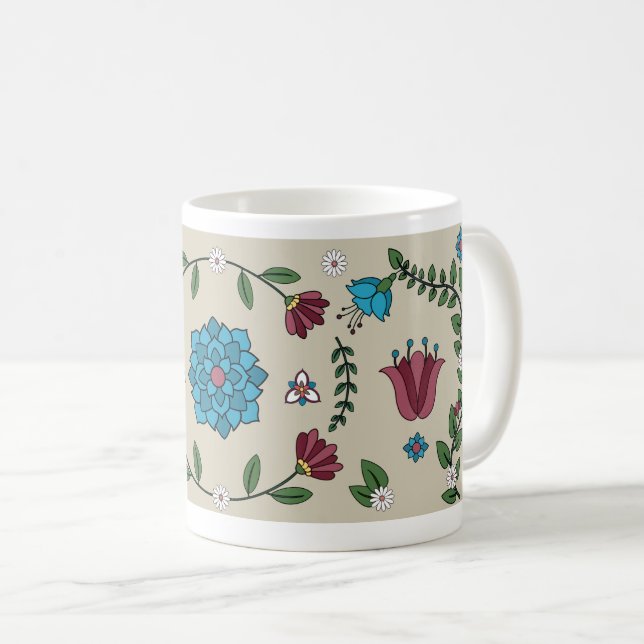 Charming Vibrant Blommigt Folk Art Mugg (Framsida höger)
