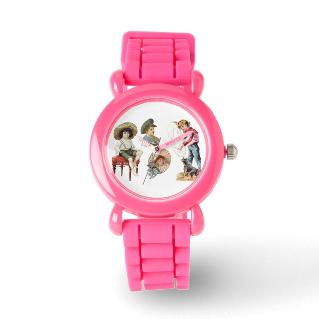 Charming Victorian Children and Hund Collage Armbandsur (Framsida)