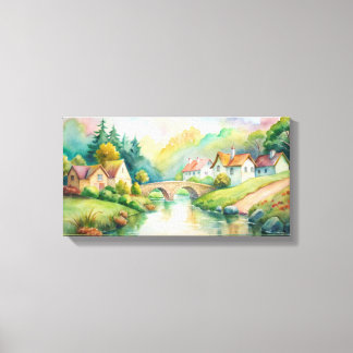 Charming Village vid floden Canvastryck