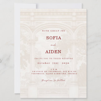 Charming, vintage, arch wedding invitation