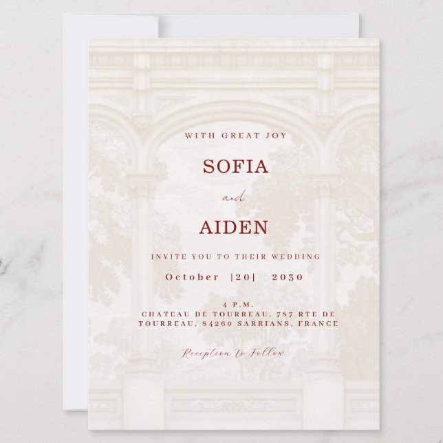 Charming, vintage, arch wedding invitation (Framsida)
