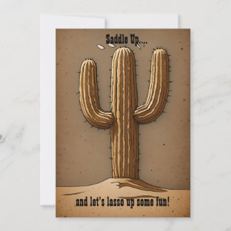 Charming Vintage Cactus Inbjudningar
