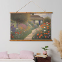 Charming Vintage Cottage liggande Oljemålning