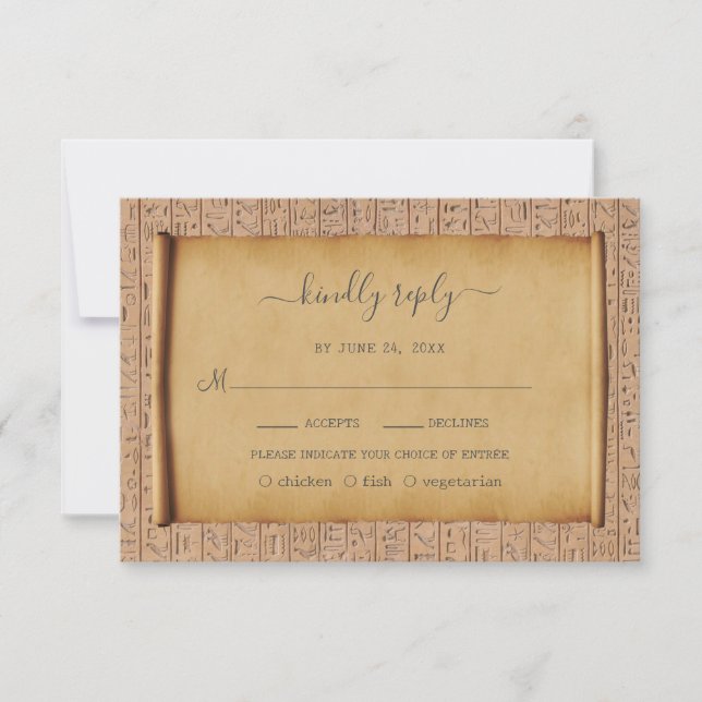 Charming Vintage Egyptian Papyrus Bröllop OSA Kort (Framsida)