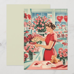 Charming Vintage Flower Shop Scene Inbjudningar