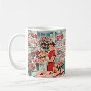 Charming Vintage Flower Shop Scene Kaffemugg