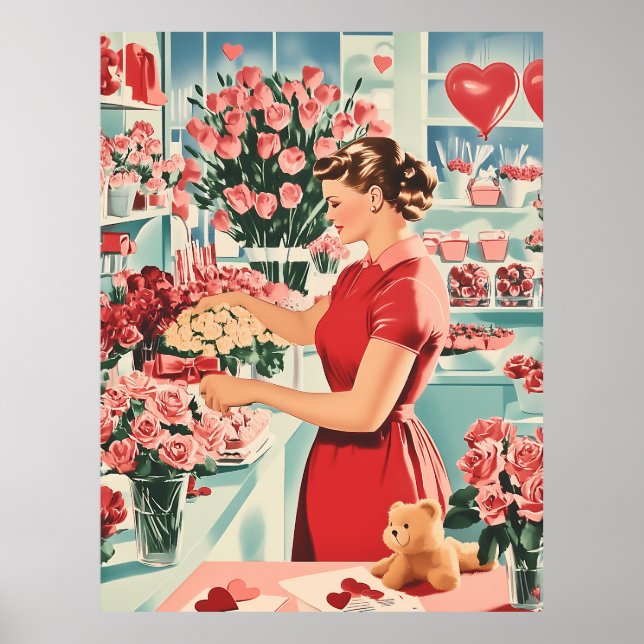 Charming Vintage Flower Shop Scene Poster (Framsidan)