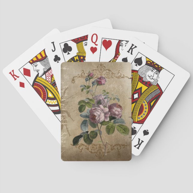 Charming Vintage Rosa Flowers Casinokort (Baksidan)