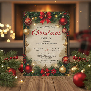 Charming Vintage Rustic-Julfesten Jul Inbjudningar