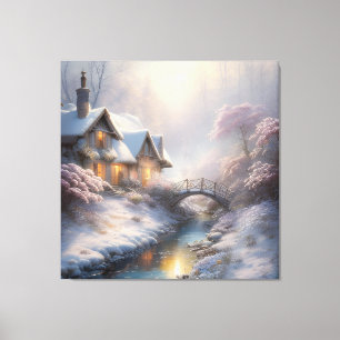 Charming Vintage Winter Day Ligcape Art Canvastryck