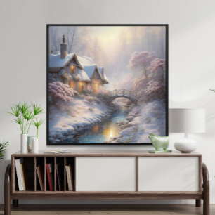 Charming Vintage Winter Day Ligcape Art Poster