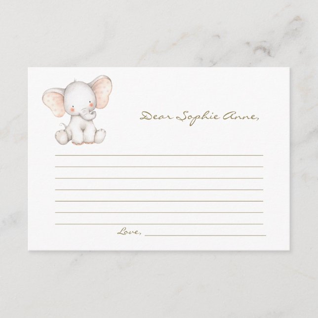 Charming Watercolor Baby Elephant Time Capsule Rådkort (Framsida)