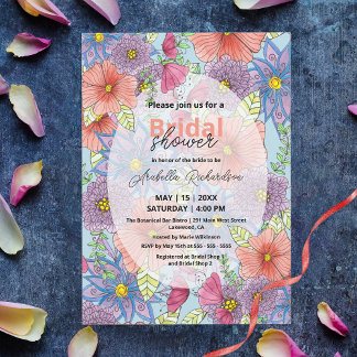 Charming Watercolor Blommigt Botanical Möhippa Inbjudningar