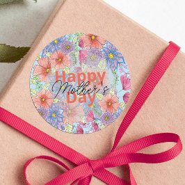 Charming Watercolor Blommigt Botanical Mors dag Runt Klistermärke