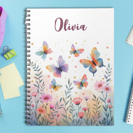 Charming Watercolor Butterfly Meadow Anteckningsbok