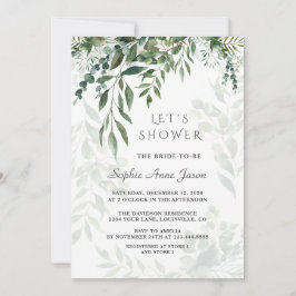 Charming Watercolor Greenery Möhippa Inbjudningar