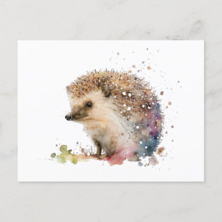 Charming Watercolor Hedgehog with Warm Färg Vykort