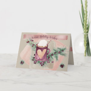 Charming Watercolor Helgdag Mugg och Greenery Helgkort