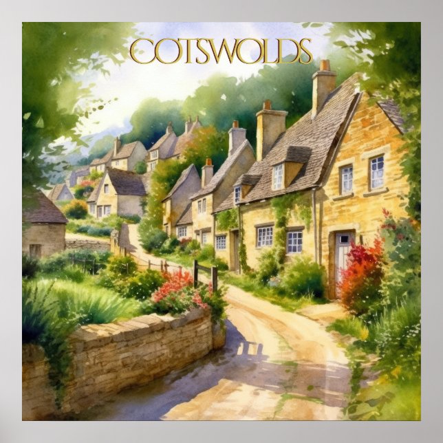 Charming Watercolor in the Cotswments Travel Poster (Framsidan)