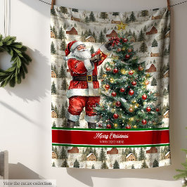 Charming Watercolor Jultomten Helgdag Throw Fleecefilt
