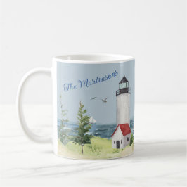 Charming Watercolor Lighthouse Scene Namn Kaffemugg
