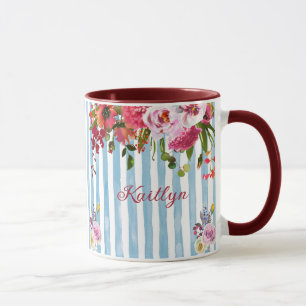 CHARMING WATERCOLOR NAMN ELEGANT BLOMMIGT MUGG
