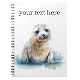 Charming Watercolor Seal Valp, anpassningsbar Anteckningsbok