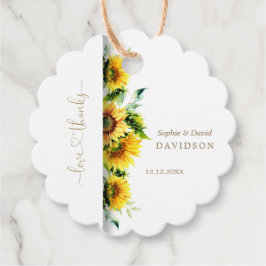 Charming Watercolor Sunblommblommor Bröllop Gåvor Etiketter