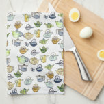 Charming Watercolor Tekannas Tea Mönster Unique Kökshandduk<br><div class="desc">Den här handen gjorde att mönster tillverkar en fantastisk kökshandduk. Ändra bakgrunden till färg eller lägg till egna texter. Kolla min butik för mer eller säg till om du vill ha någon anpassningsbar!</div>