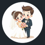 Charming Wedding Stickers Runt Klistermärke<br><div class="desc">Lägg till lite romantik och glädje i dina meddelanden med dessa snygga brider och klistermärken för tecknader. Perfekt för bröllop och kärlek-sedlar!</div>