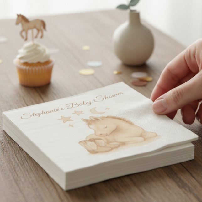 Charming Western Baby Horse – Shower Pappersservett (Sweet western personalized baby shower napkins)