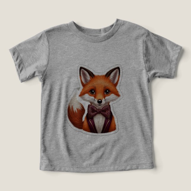 Charming Whimsical Fox Sticker - Woodland Elegance T Shirt (Design Framsida)