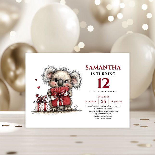 Charming whimsical koala design kids birthday inbjudningar (Charming whimsical animals design kids birthday invitation

)
