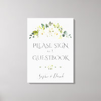 Charming White Cream Blommigt Guestbook-tecken