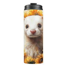 Charming White Ferret med solblommor