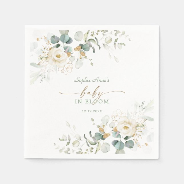 Charming White Floral Airy Leaves Baby in Bloom  Pappersservett (Framsidan)