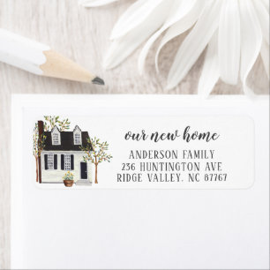 Charming White House New Home Address Label Returadress Etikett