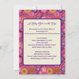 Charming Wildbloms Rosa Baby Shower Inbjudningar