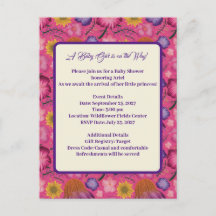 Charming Wildbloms Rosa Baby Shower-inbjudningar