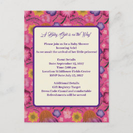 Charming Wildbloms Rosa Baby Shower-inbjudningar Inbjudan Vykort