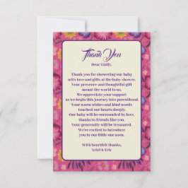 Charming Wildbloms Rosa Baby Shower Tack Kort
