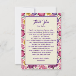 Charming Wildbloms Rosa Baby Shower Tack Kort
