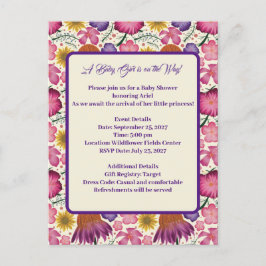 Charming Wildbloms Rosa Baby Shower Vykort