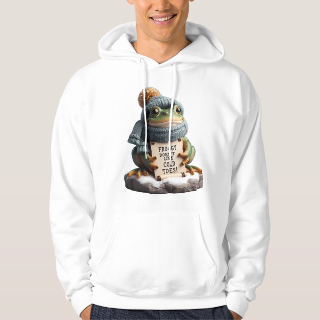 Charming Winter Frog in Knitwear: Cold ToesT-Shirt Hoodie (Framsida)
