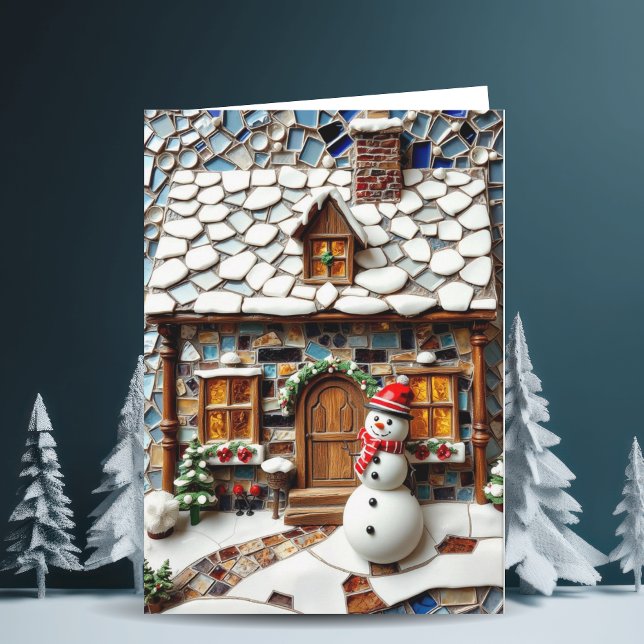 Charming Winter Mosaic Scene jul Kort (Skapare uppladdad)